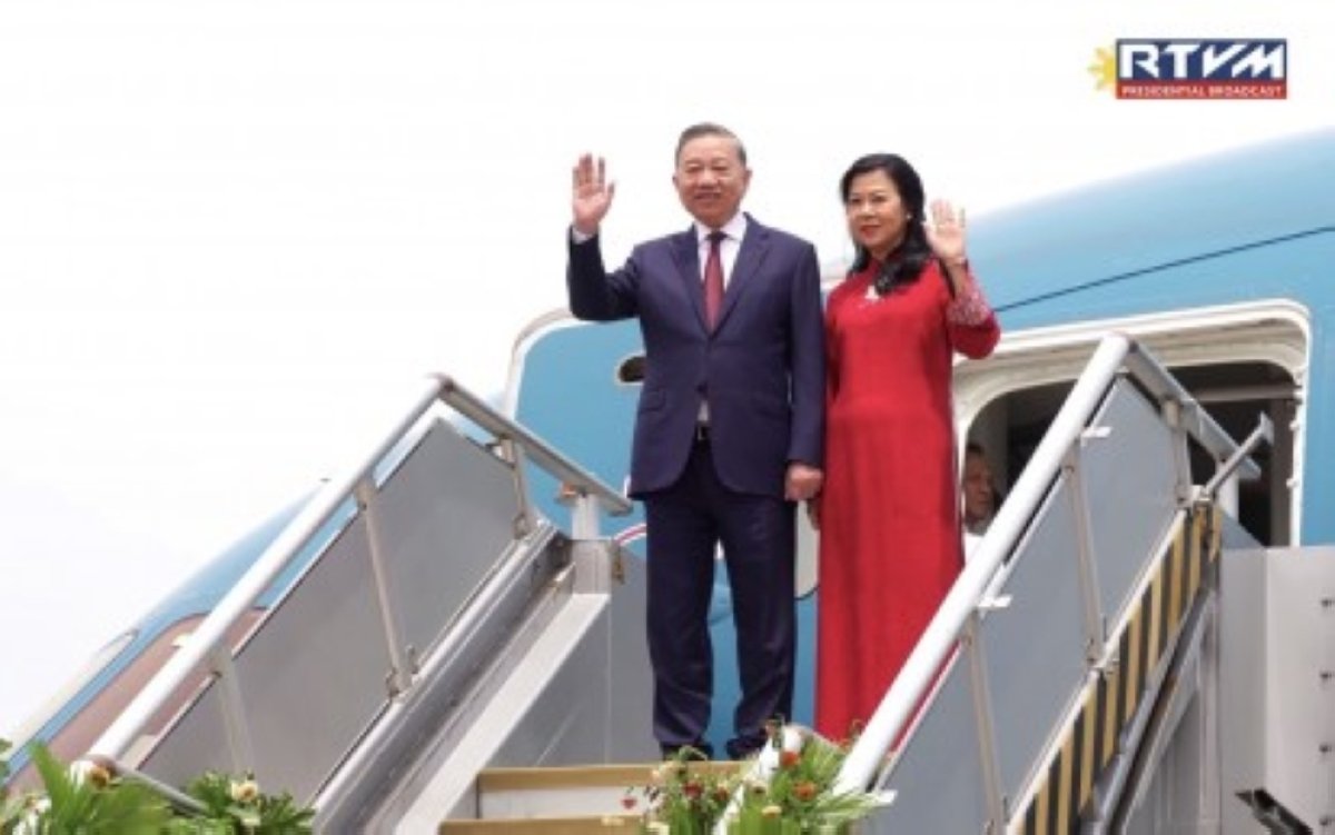 First time Vietnamese President To Lam, accompanied by first lady Ngo Phuong Ly, arrives in the Philippines on May 31, 2026, for a two-day state visit. RTVM Screengrab