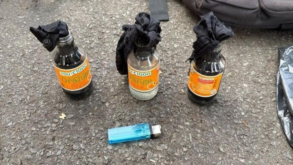 يصبح حامل قنبلة المولوتوف أثناء مظاهرة طلابية مشتبهًا به