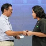 President Ferdinand Marcos Jr. meets one of the scholars who received aid from the government on June 3, 2026. PCO photo