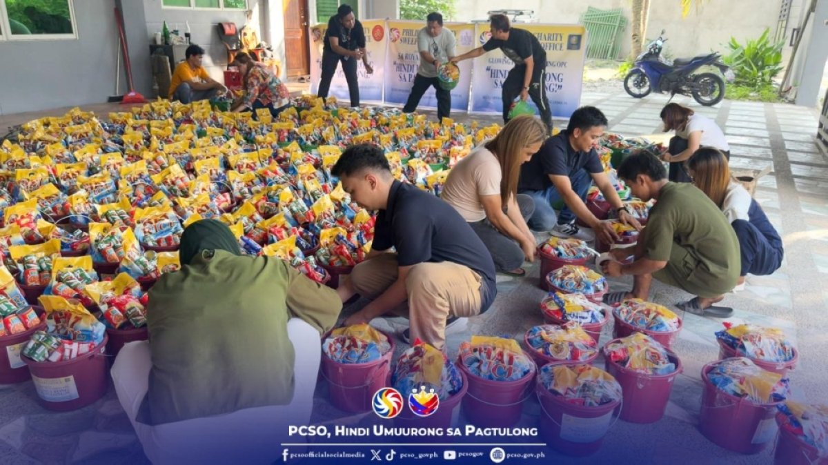READY TO HELP PCSO personnel and partners prepare relief goods for victims of the powerful earthquake in Mindanao. PHOTO FROM PCSO